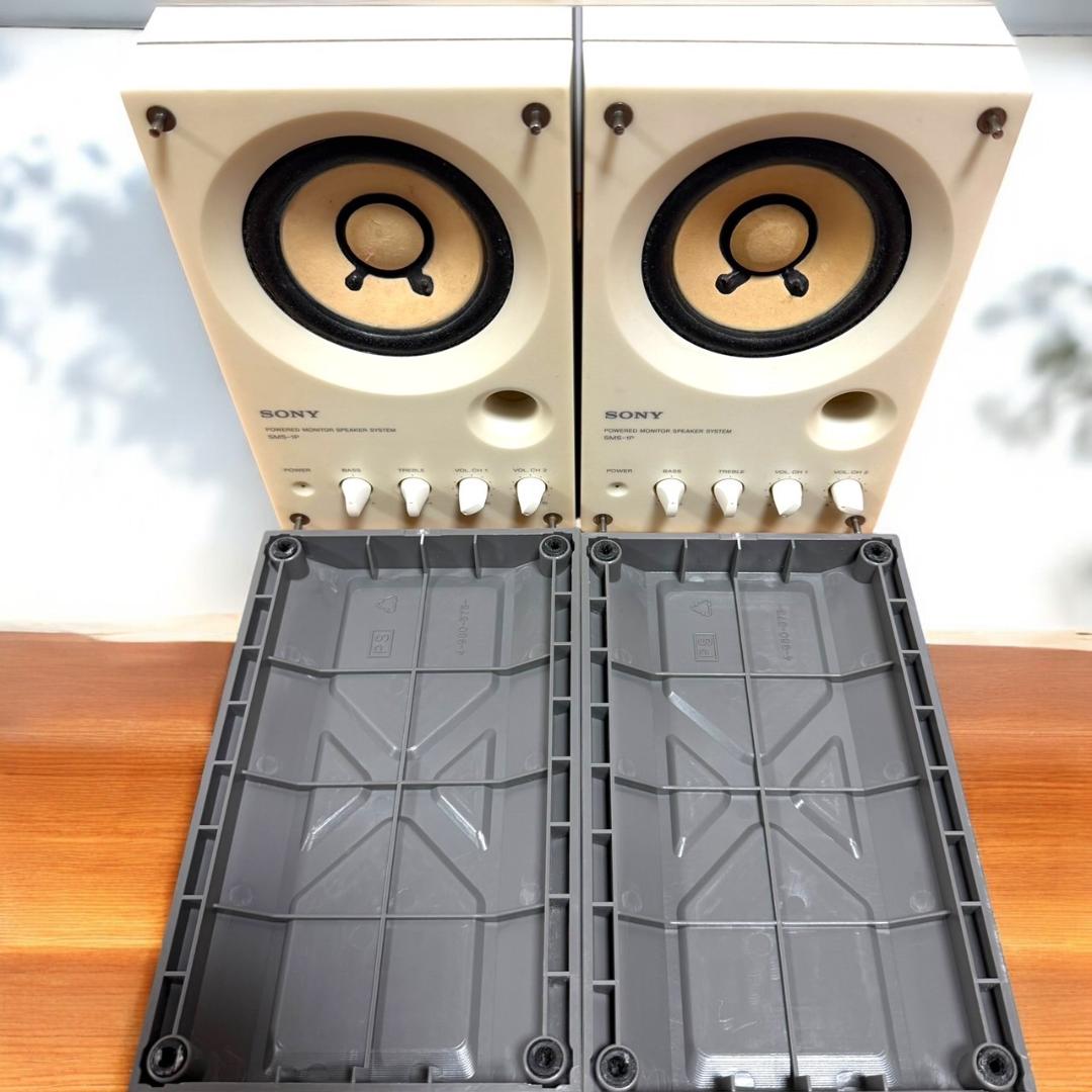 ☆良品 ソニー SMS-1P ペア ホワイト モニタースピーカー プロテクター付