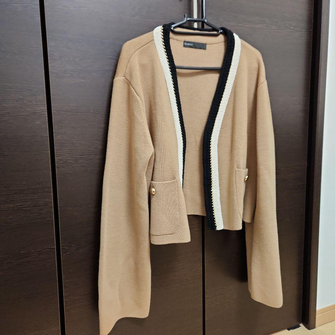 早い者勝ち！【美品】NOBLE 配色トリミングミラノリブショートジャケット
