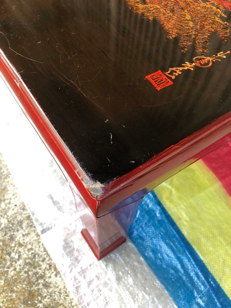 アンティーク家具　座卓 ちゃぶ台 風景画デザイン　豪華　レトロ