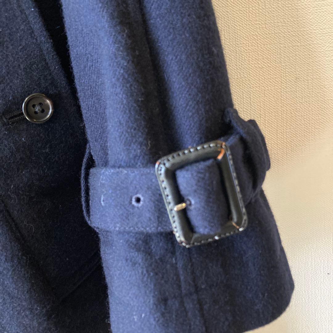 MARGARET HOWELL濃紺ウールロングコート　ステンカラーベルト　美品！