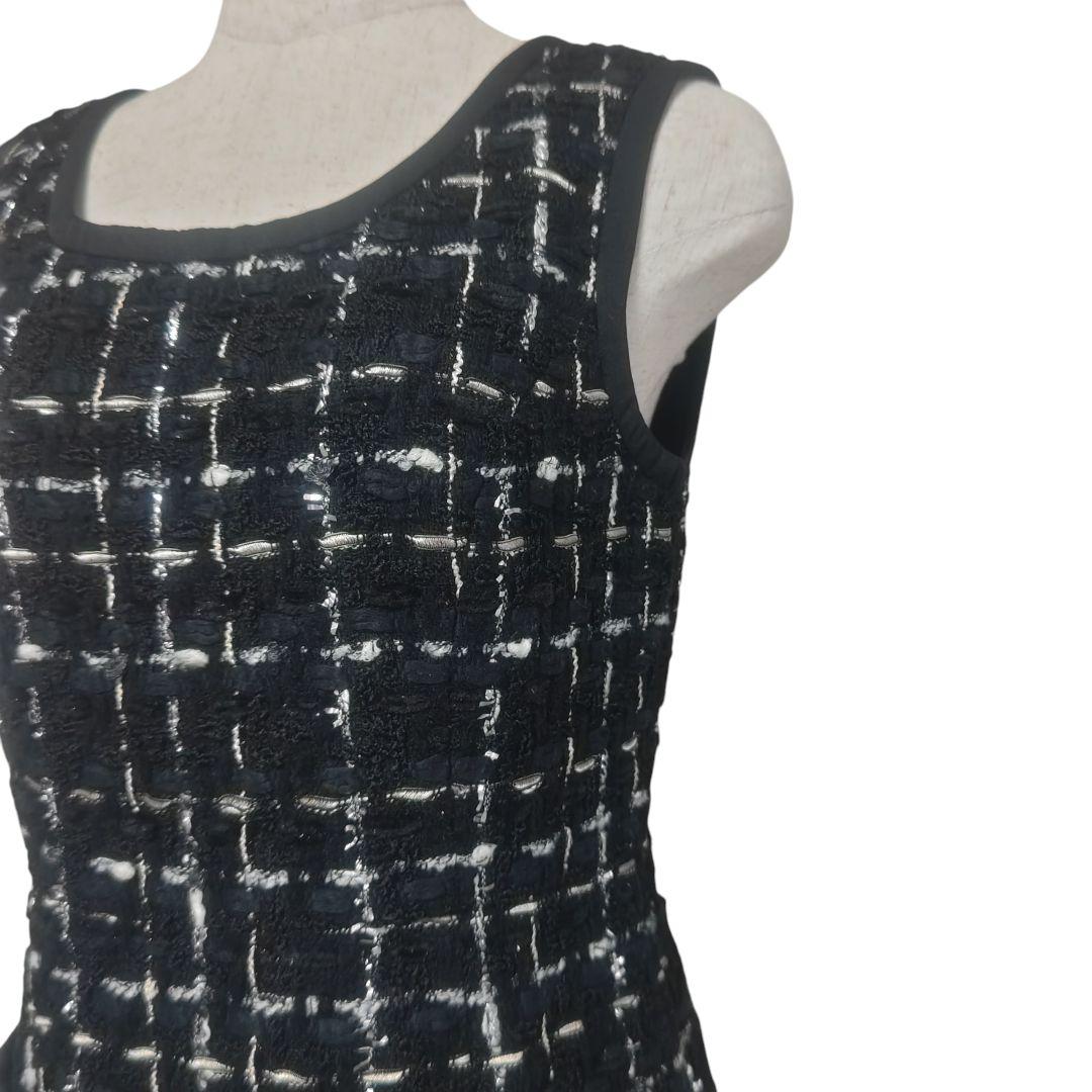 高級 ジュールトゥルニエ グレースクラス ラメツイードチェックワンピース