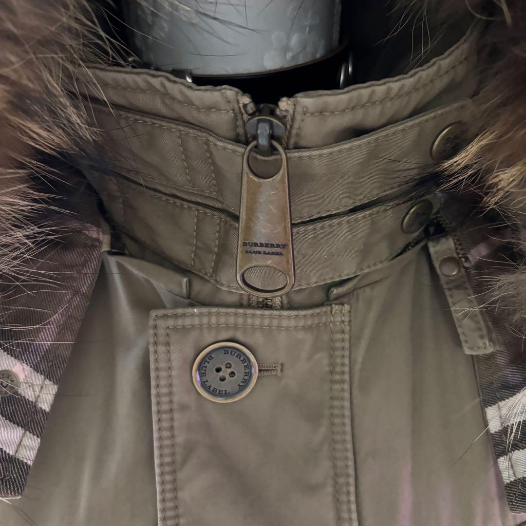 y2k バーバリーブルーレーベル　リアルファー　中綿　ミリタリージャケット