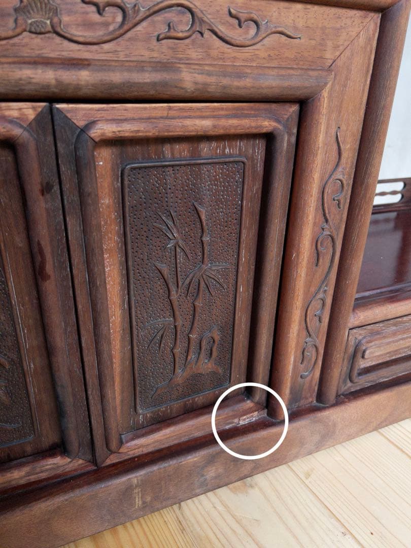 茶箪笥　天然木　茶棚　和室家具　彫刻　高級家具　ビンテージ　アンティーク