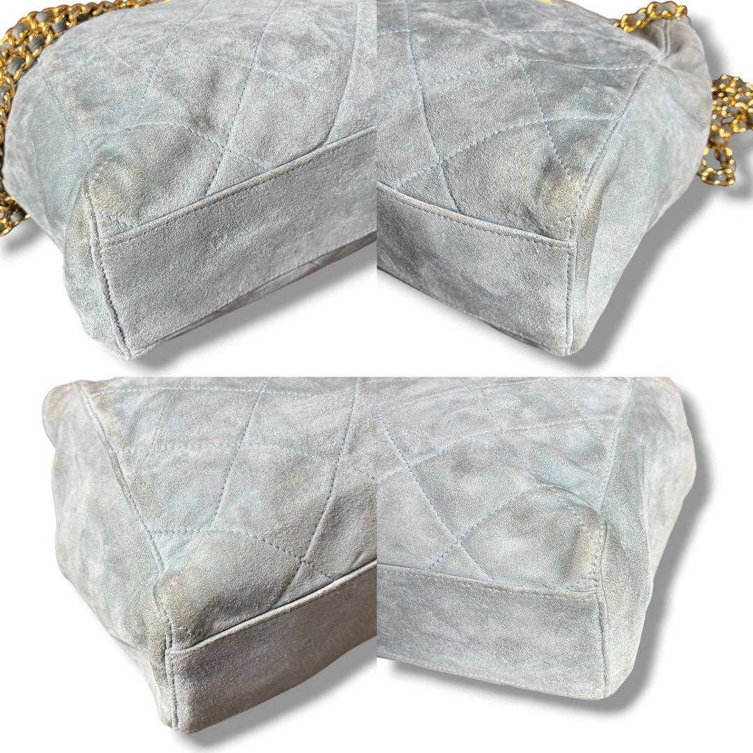 PRADA プラダ チェーン ショルダーバッグ キルティング スエード 三角ロゴ