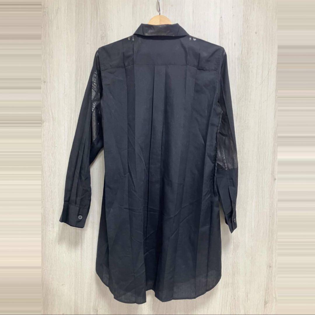 ミーイッセイミヤケ ブラウスシャツ 箔押し プリーツ ブラック サイズF