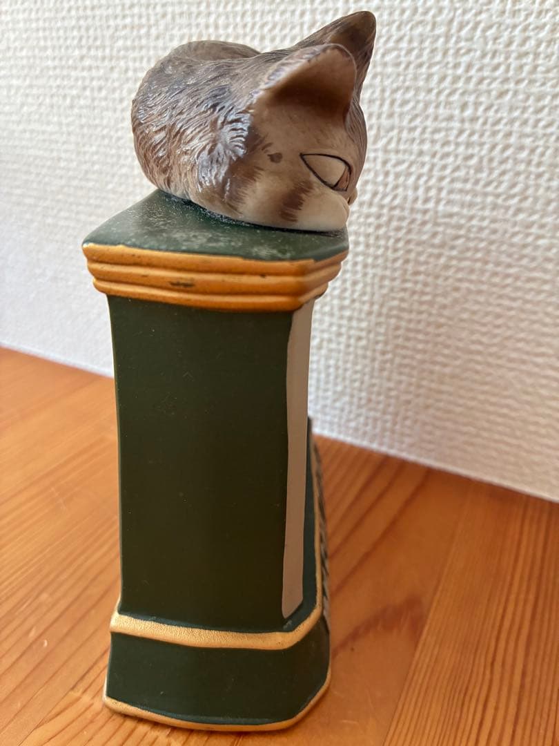 わちふぃーるど ふせ猫置時計 ダヤン アンティーク グリーン