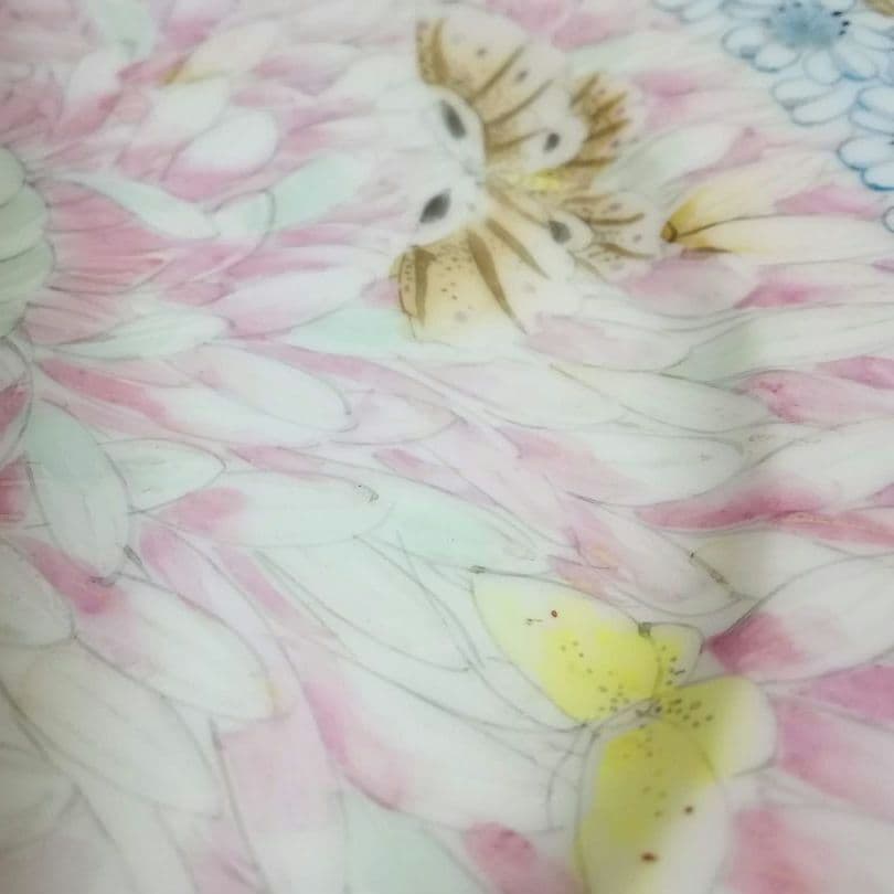 逸品　貴重里帰り名品　中島造　華蝶紋彩色鑑賞皿　横浜焼　オールドニッポン　和骨董