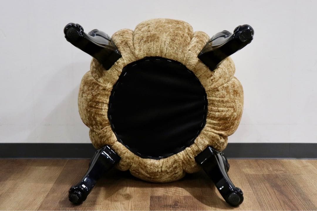 GMHH489E○パンプキンスツール アンティーク調 猫脚 ファブリ