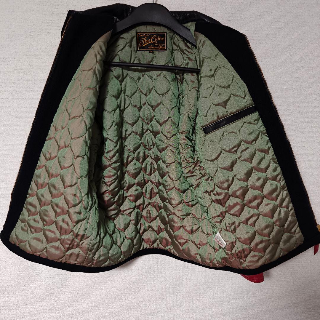 キャリー スタジャン レッド Mサイズ レザー 牛革 ウール 裏地キルティング