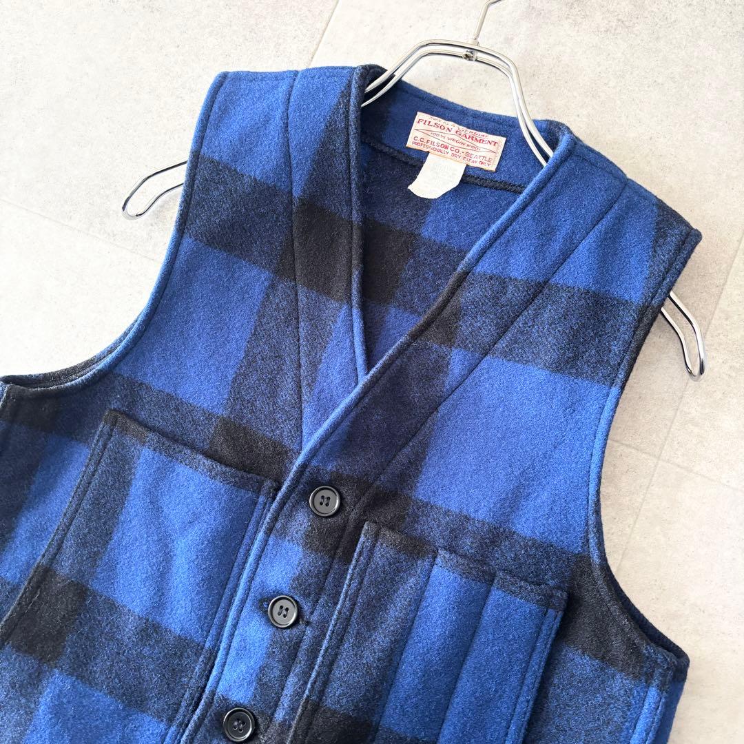 極美品 4,4万 フィルソン マッキーノウールベスト 36 ブルーブラック