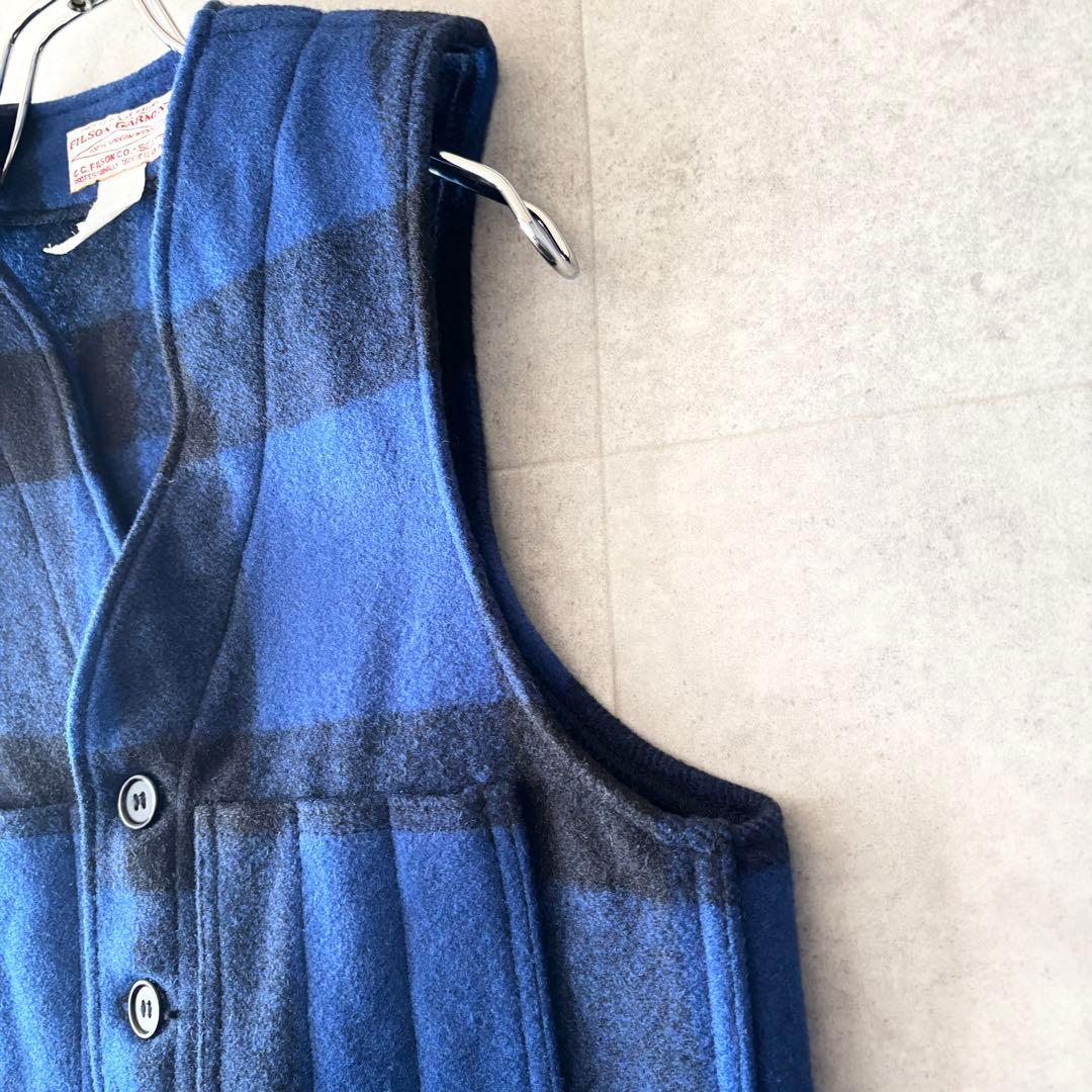 極美品 4,4万 フィルソン マッキーノウールベスト 36 ブルーブラック