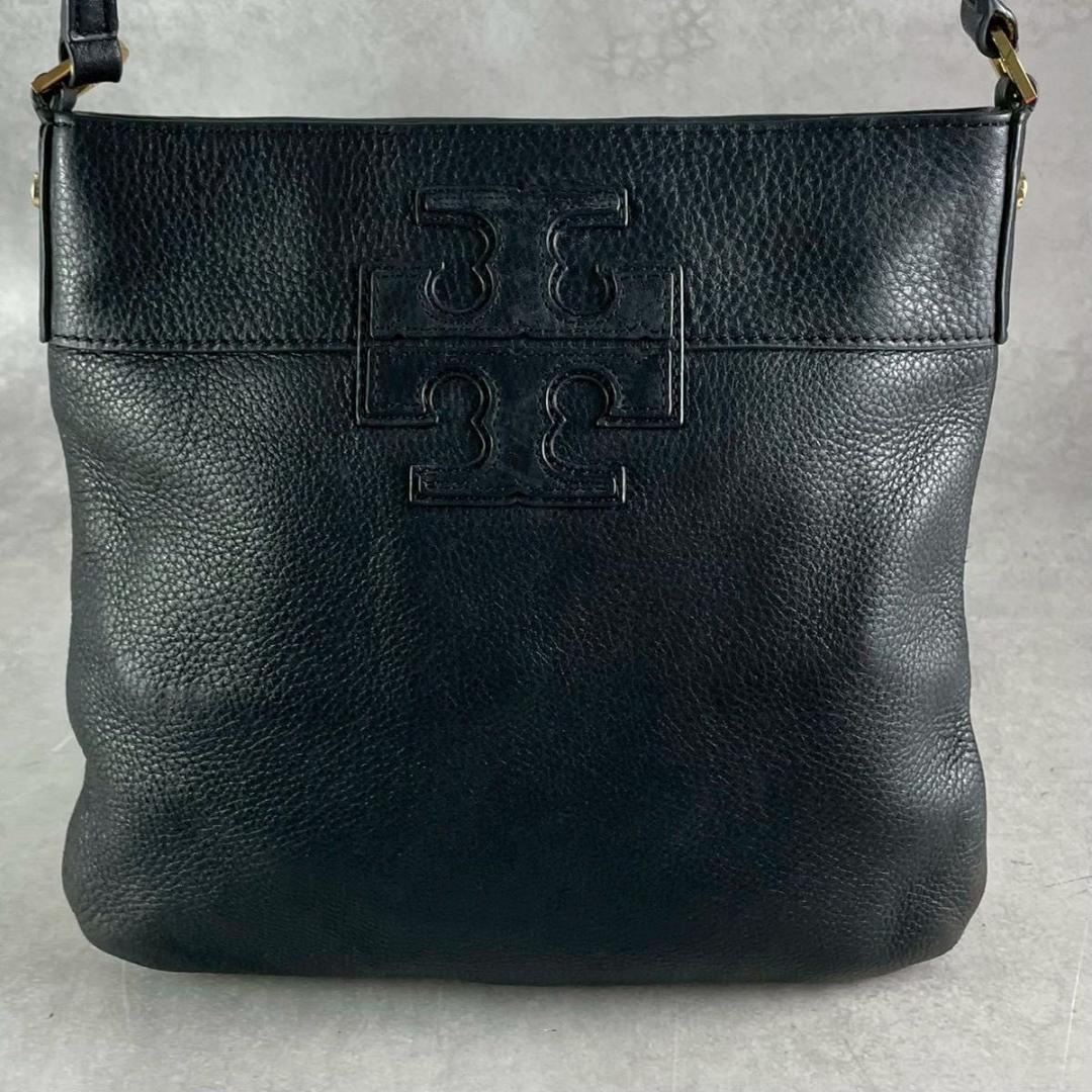美品　トリーバーチ アマンダ　ブラック　レザー　ショルダーバッグ　グレインレザー