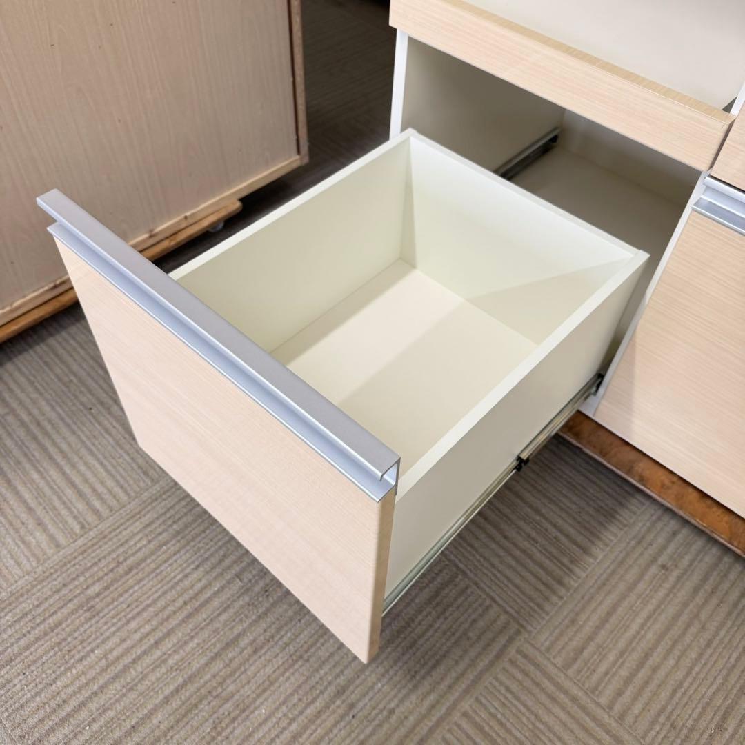 パモウナ 120cm幅キッチンボード 食器棚 収納家具 艶あり木目調