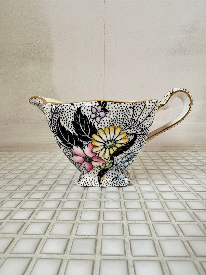 ビンテージ　 WINTON チンツ柄クリーマーとシュガーポットセット