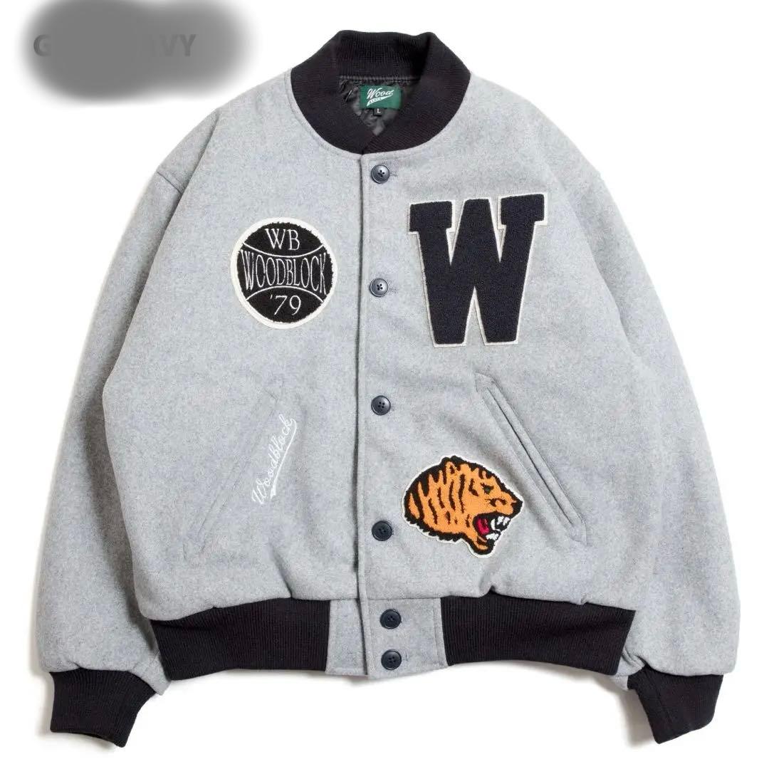 S*O様 WOOD BLOCK/ウッドブロックウール地ビックエンブレムスタジャン