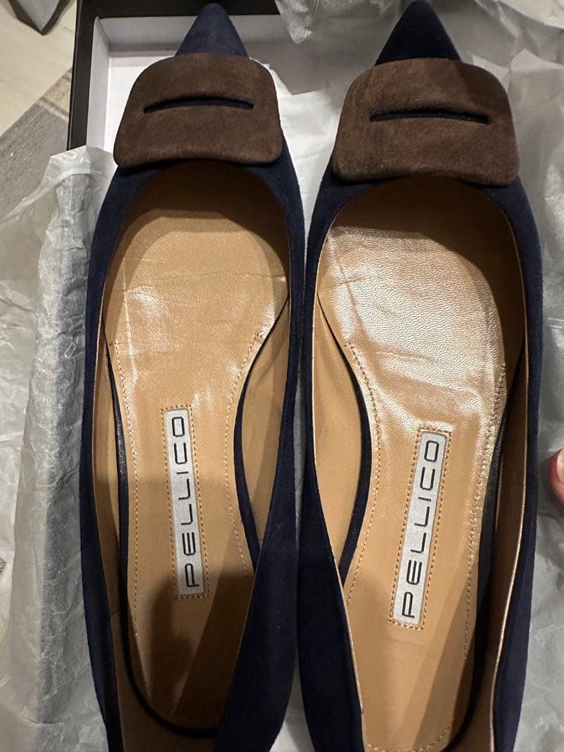 PELLICO ネイビー スエード フラットシューズ ANIMA 37.5