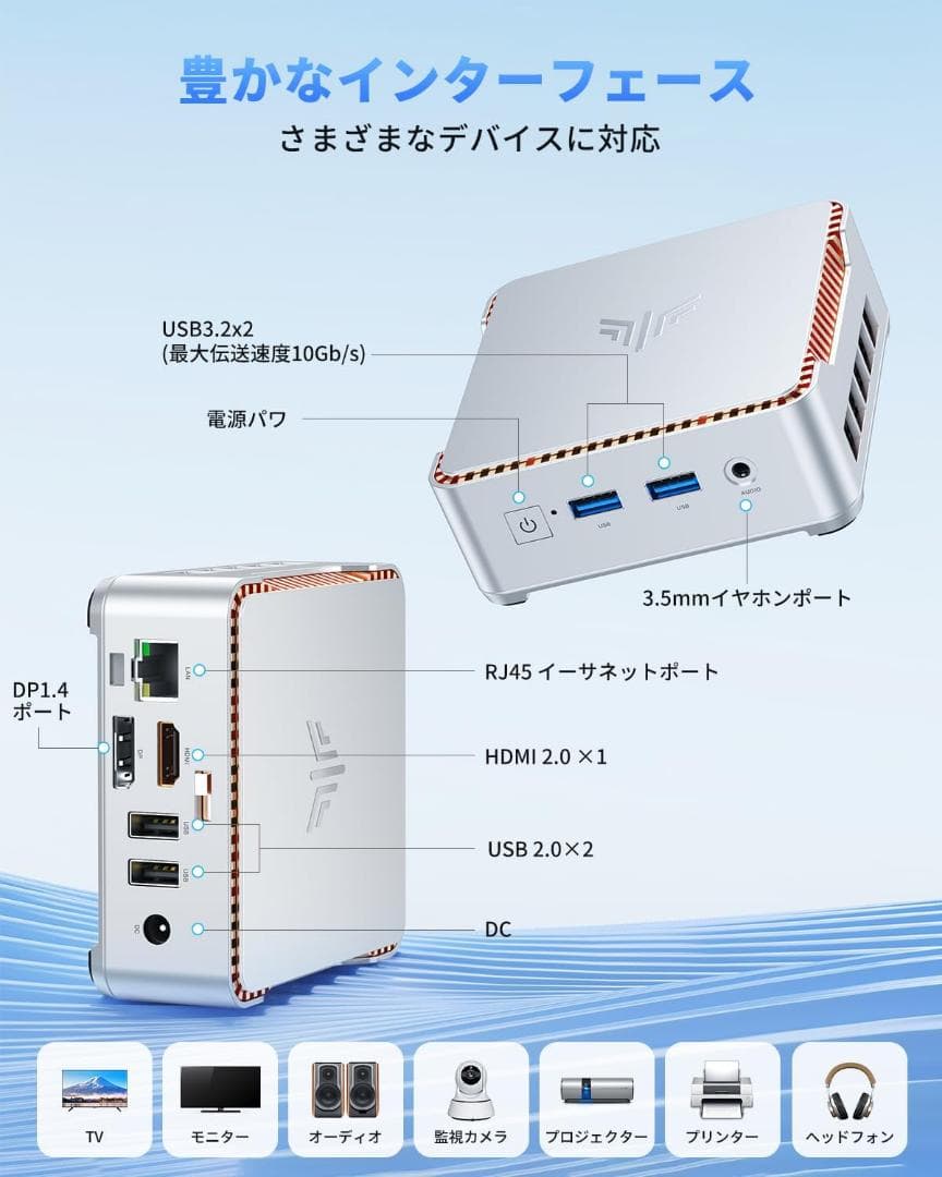 ミニpc n97 mini pc 16GBRAM 512GBSSD 4コア