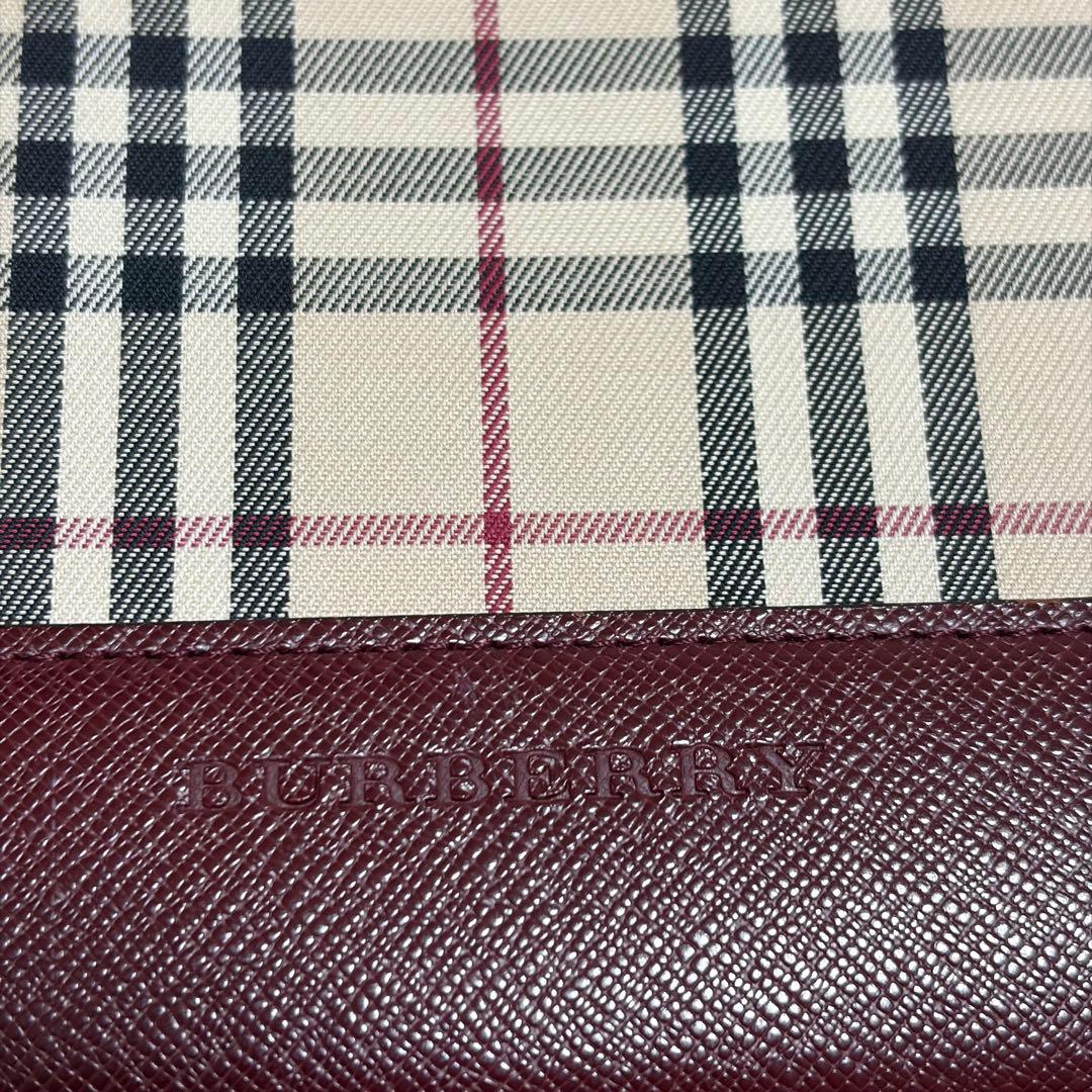 Burberry バーバリー　ショルダーバッグ　ノバチェック　レザー　レッド
