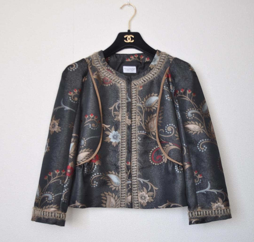 未使用 フィロソフィ ド アルベルタ フェレッティ ノーカラージャケット 花柄