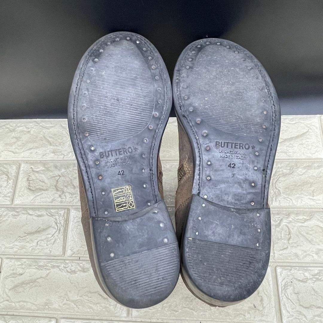 【良品】BUTTERO ブッテロ サイドジップブーツ 42 ブラウン レザー