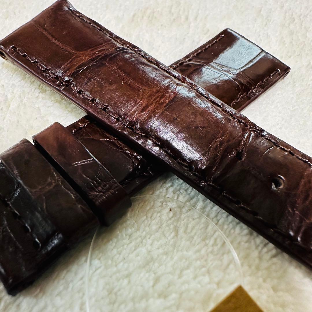 7284#20mm-18mmダークブラウン★本物クロコダイル腕時計用ベルト