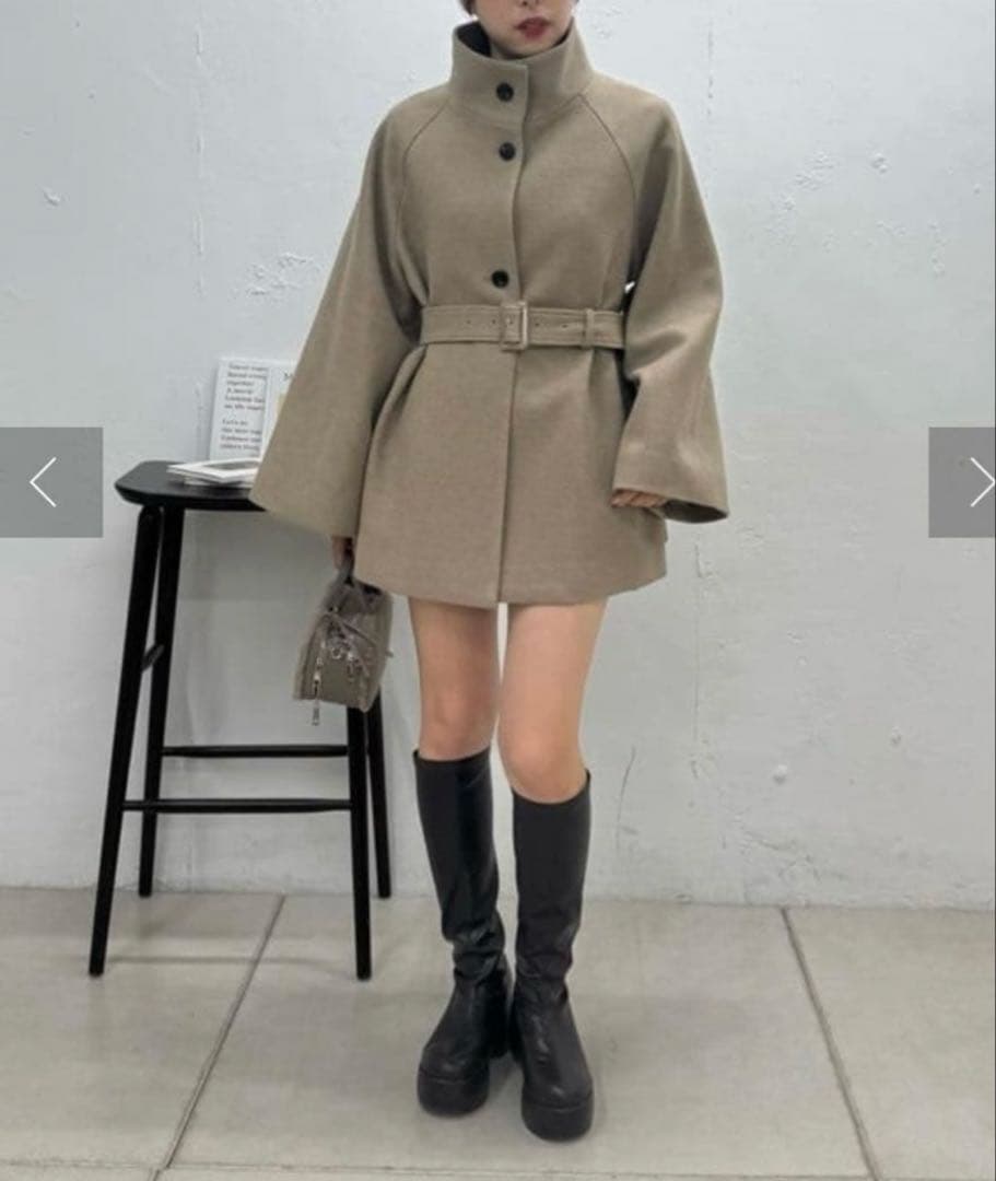 Chico ファー取り外しケープコート グレージュ ファー コート チコ