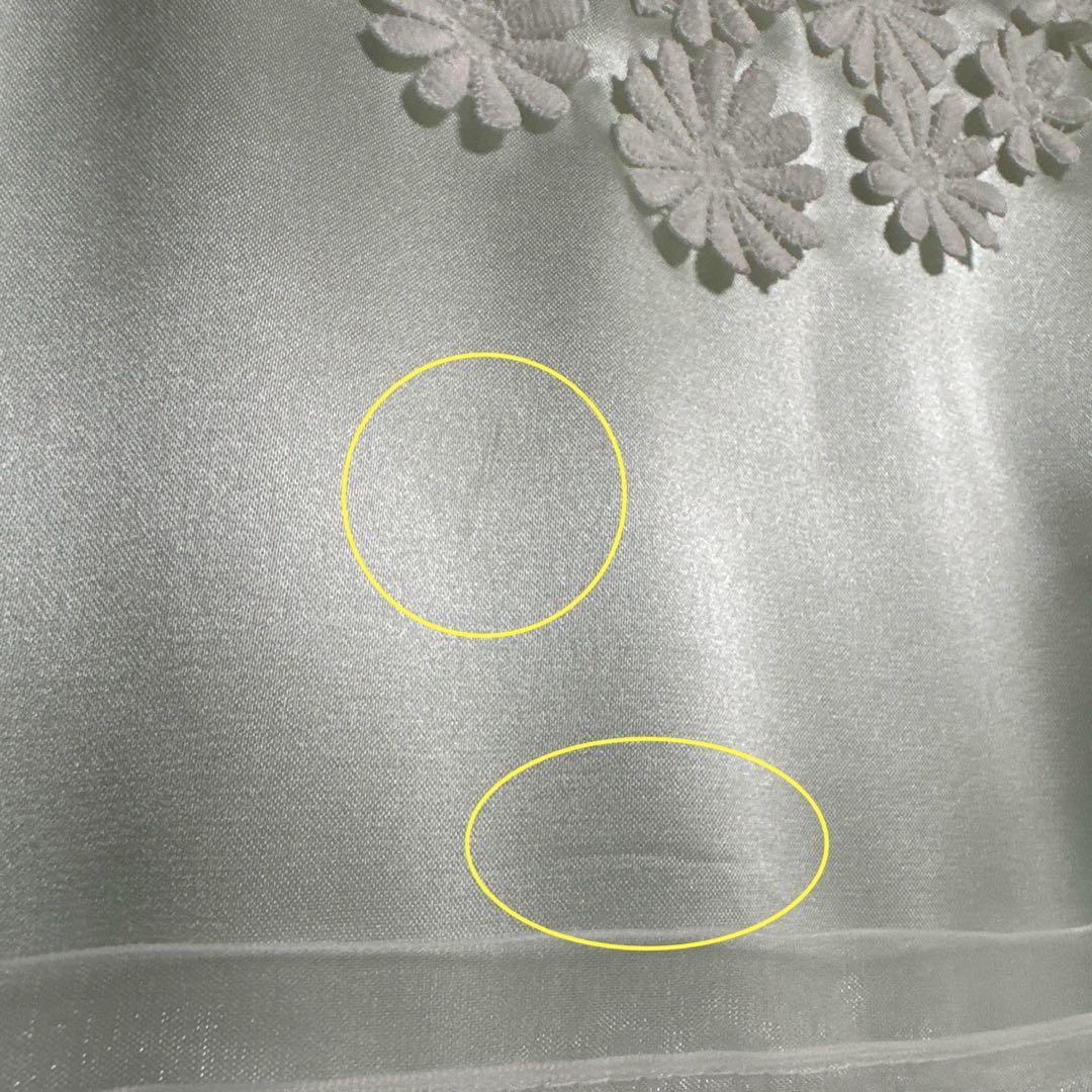 ミントグリーン 花刺繍 リボンドレス　7歳