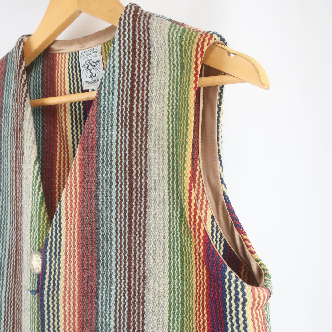 ORTEGA'S ウール ネイティブ ストライプ コンチョ ボタン チマヨベスト