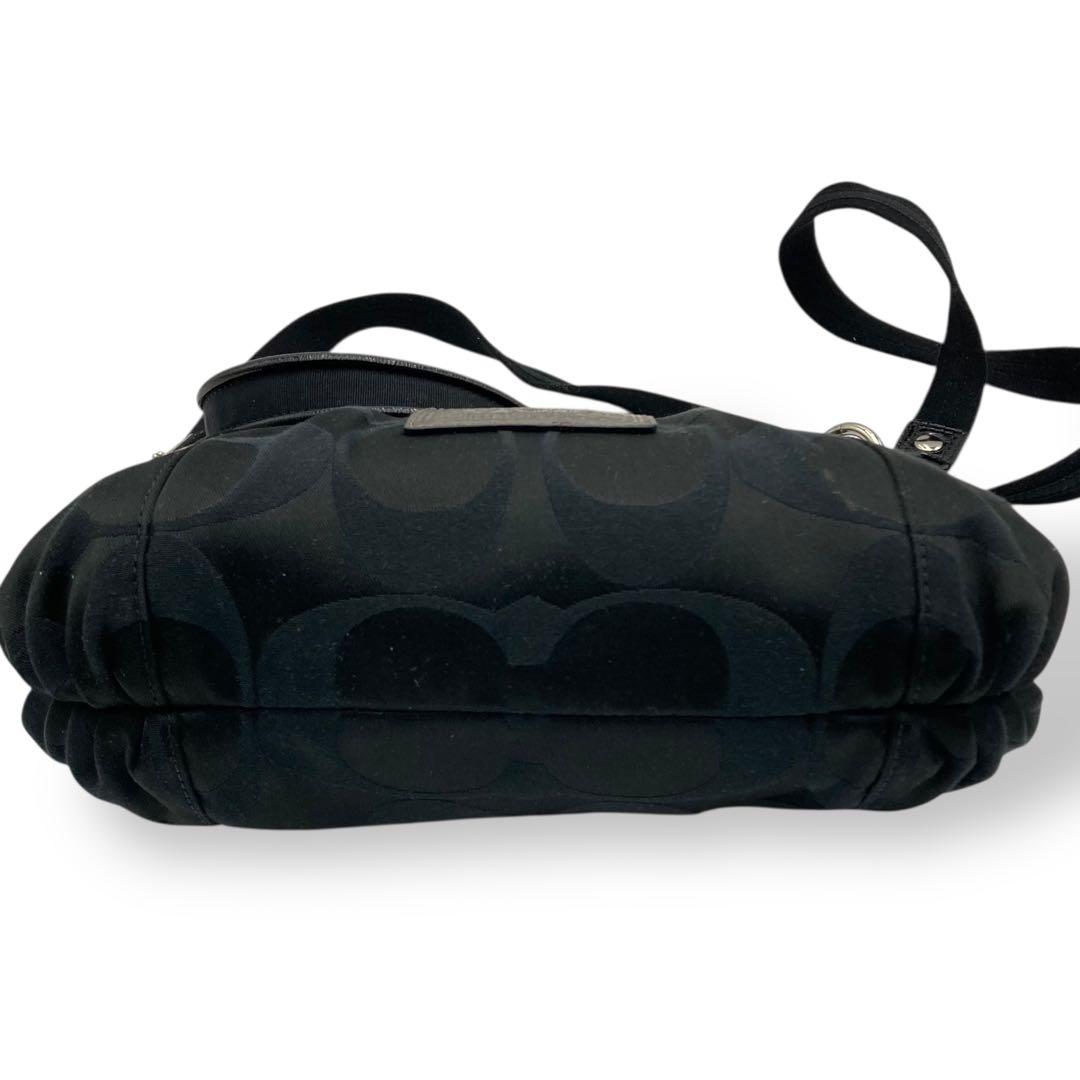 美品 コーチ ショルダーバッグ 2way ポピー キャンバス シグネチャー　黒