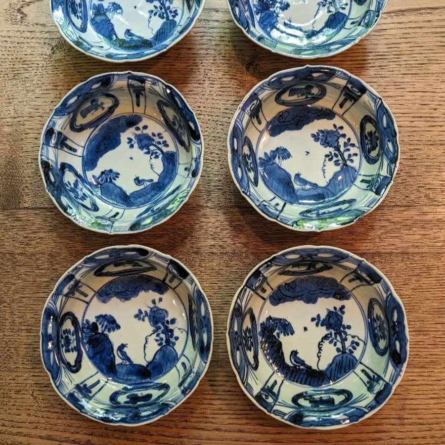 村田森 古染付写 かぶと鉢 6枚組