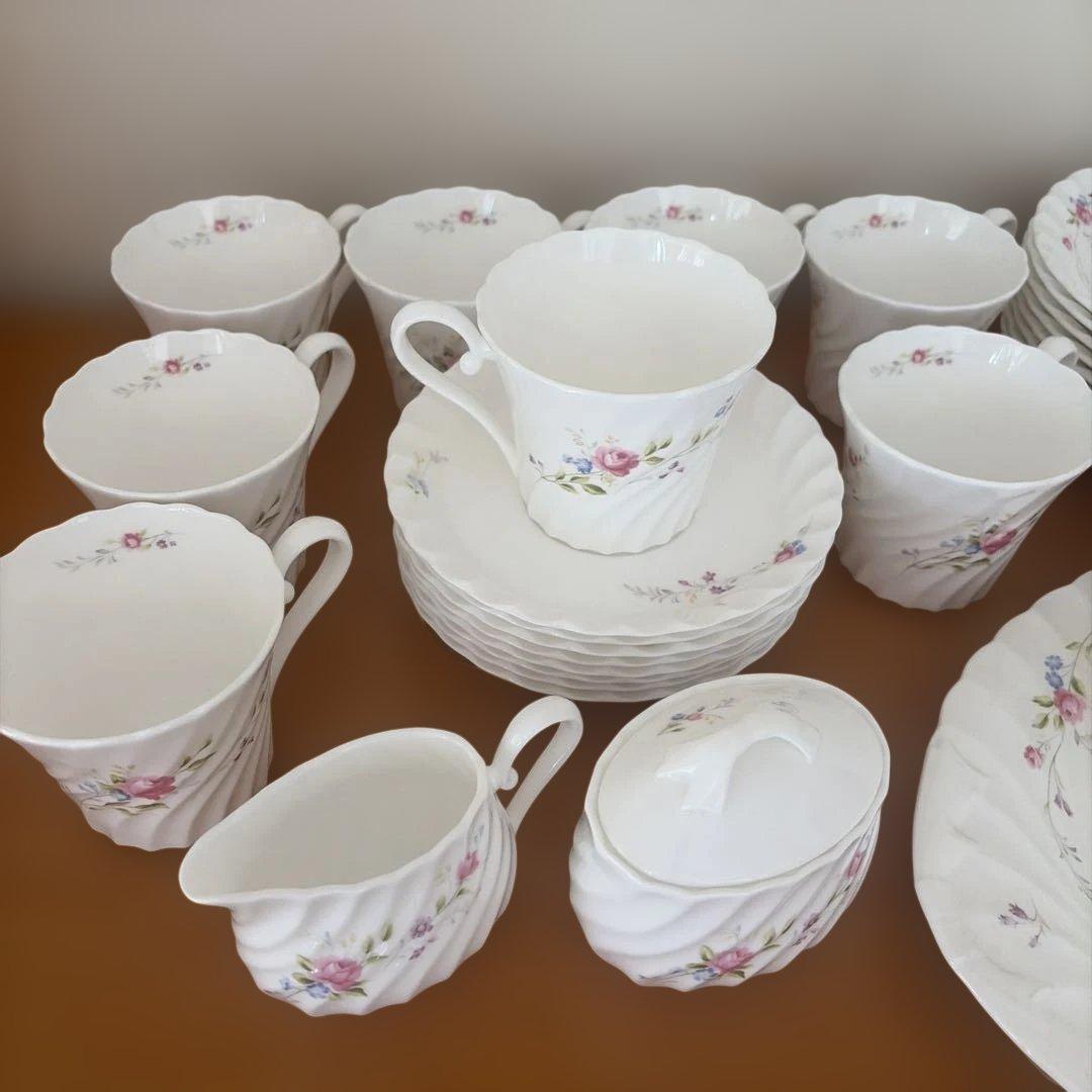 NIKKO ニッコー 白地花柄ビンテージ チャイナウェア44点セット