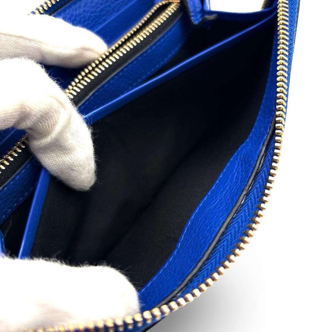 極美品】VERSACE ヴェルサーチ 長財布 ラウンドジップ レザー　革　ロゴ