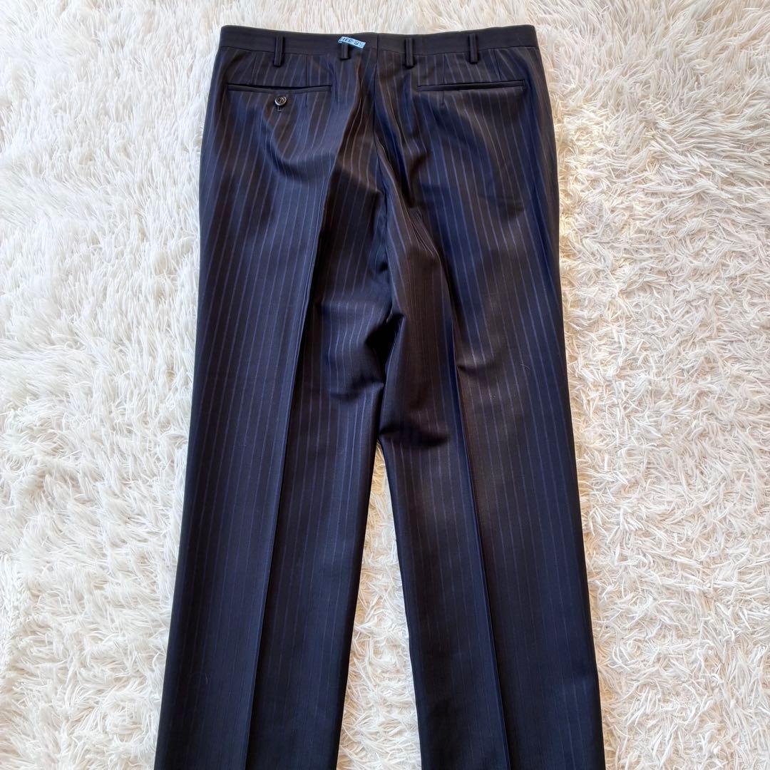 美品✨ダンヒル オーダーメイド スーツ ストライプ ネイビー　L相当　裏地ロゴ