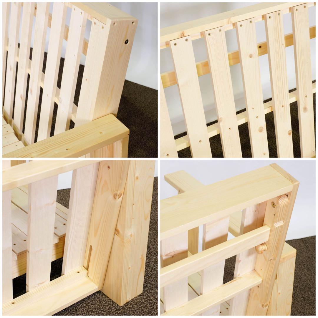 E 新品 北欧パイン ソファベッド セミダブル すのこベッド ソファ カントリー