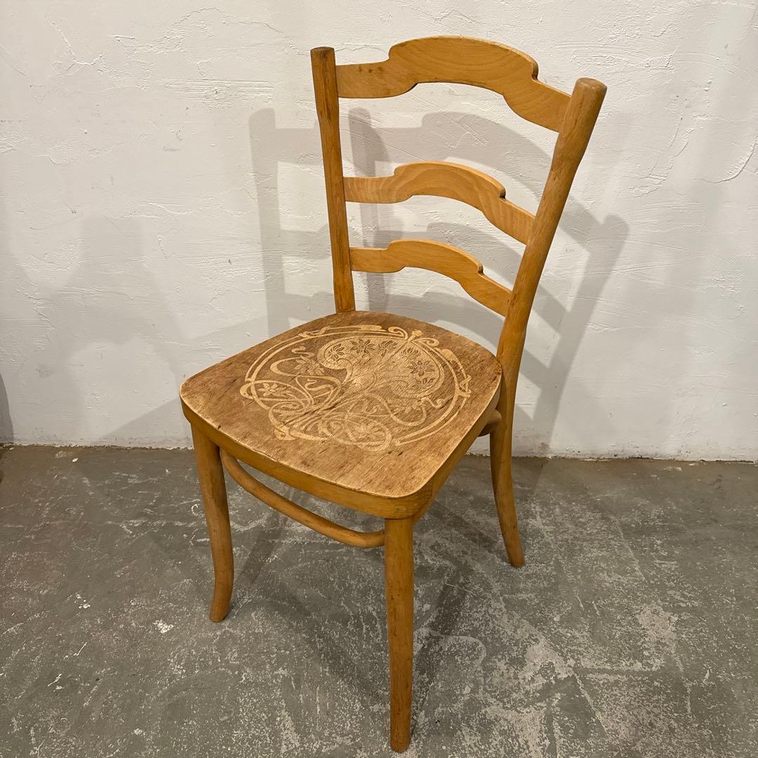 ヴィンテージ　ダイニングチェア　カフェチェア　剥離　座面装飾　3