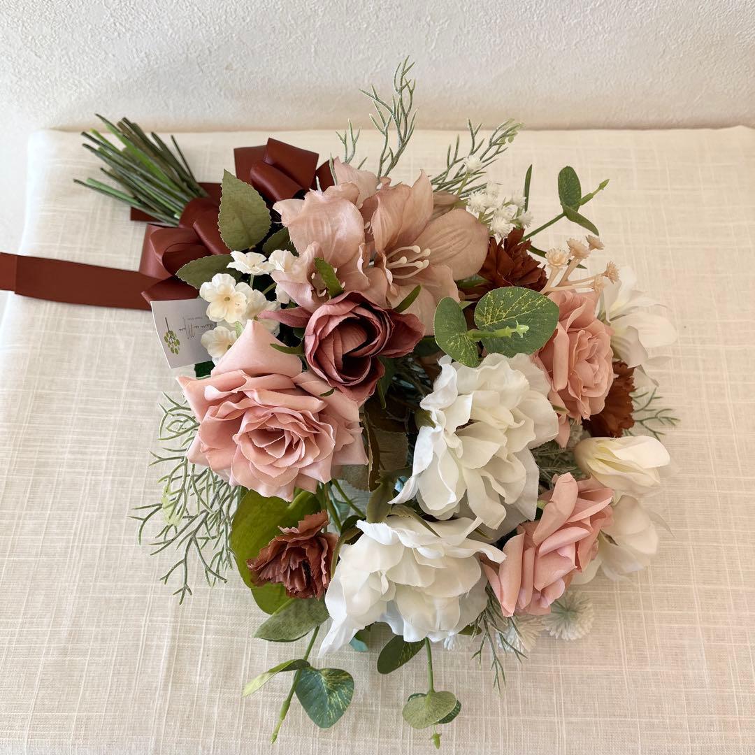 ウェディングブーケとブートニアのセット♡くすみピンクブーケ♡前撮り♡挙式♡