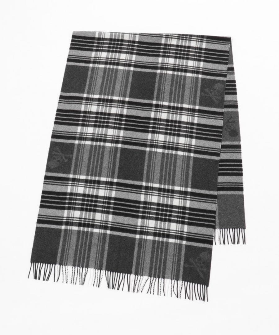 ジョンストンズストール× マスターマインド　大判ストール　ブラック×ホワイト