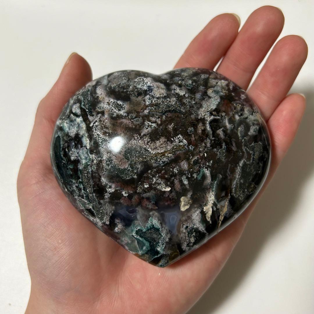 オーシャンジャスパー　BIG　ハート　カラフル　マダガスカル産　396g