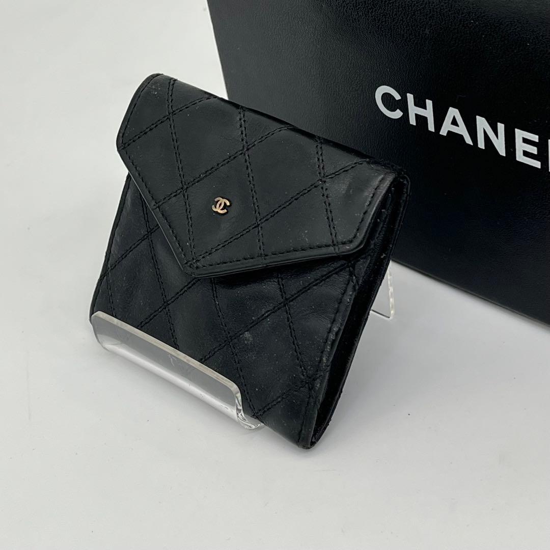 CHANEL ケース 小銭入れ ビコローレ ココマーク 黒 レザー