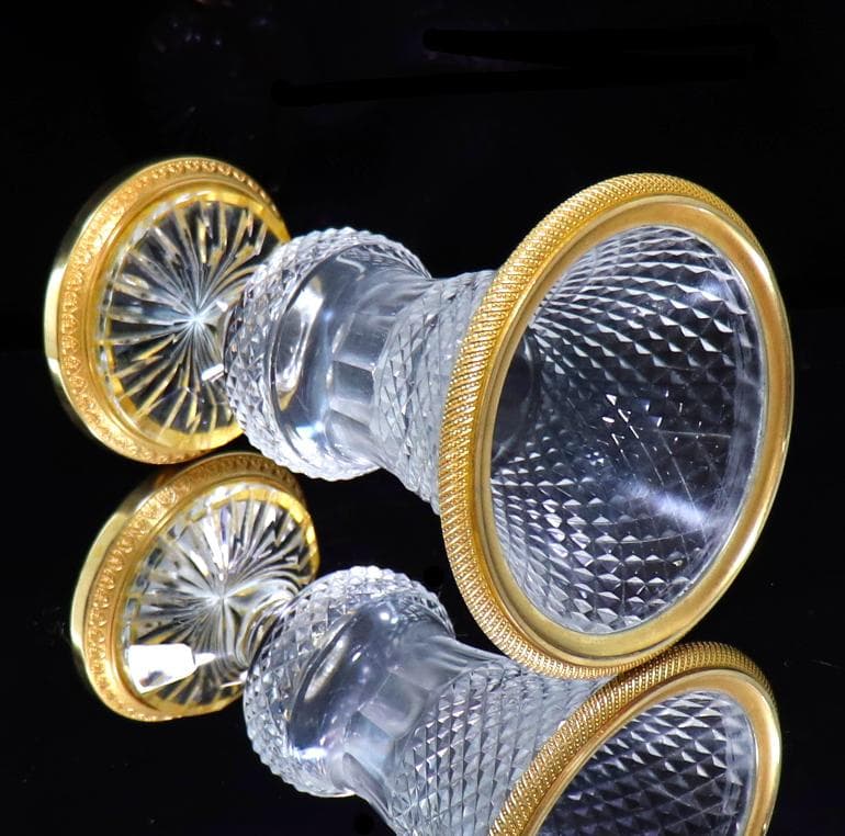 オールド・バカラ 1890年 ディアマン・ビゾー ブロンズ装飾 花瓶 メディチ