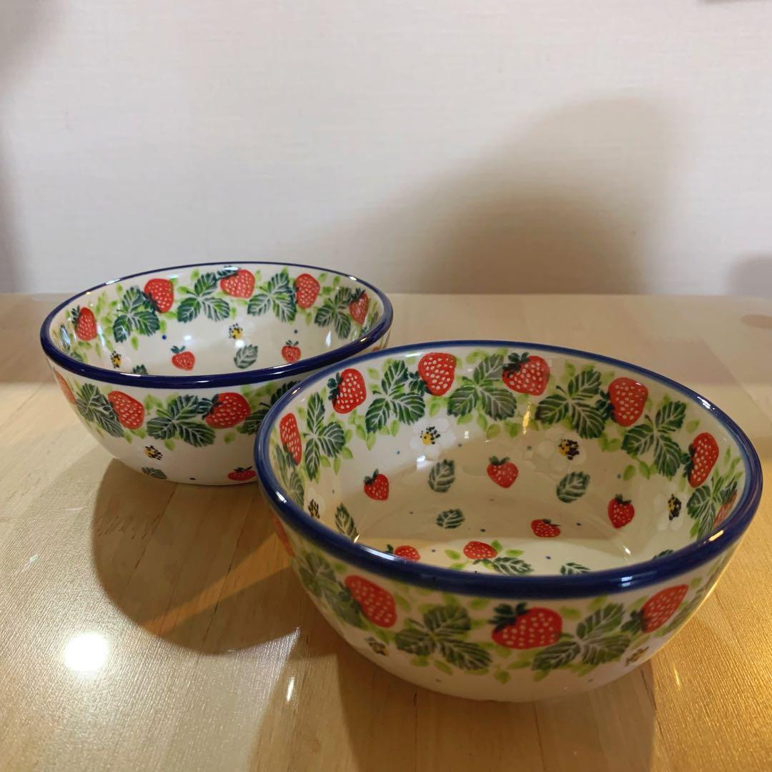 ポーリッシュポタリー ツェラミカアルティスティッチナ いちご ボウル 2個セット