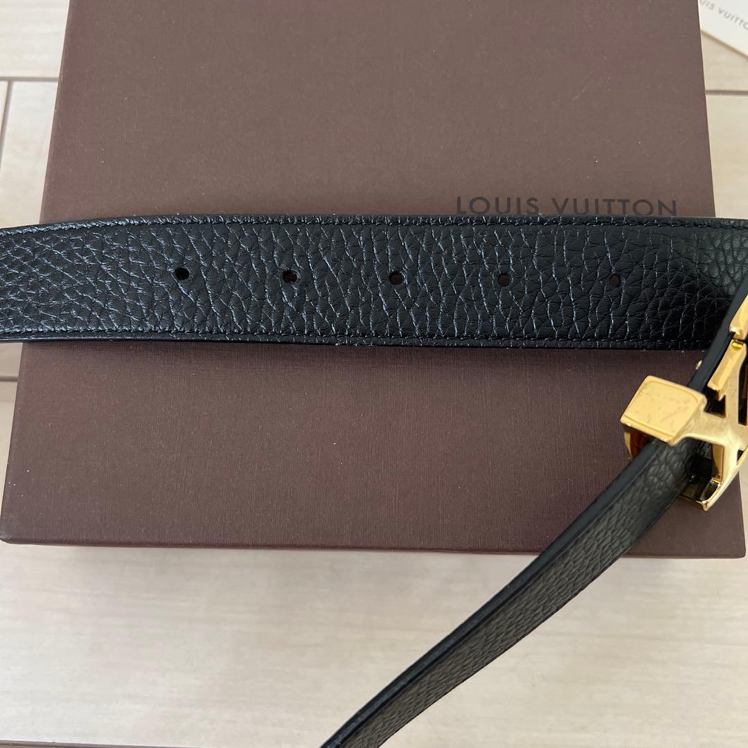 ヴィトン　リバーシブル　ベルト　サンチュール・イニシャル　マドレーヌ黒×キャメル