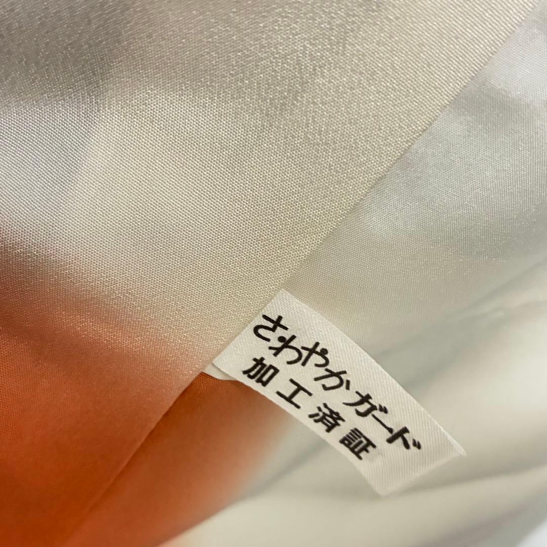 D227訪問着　手描き友禅　水色　花模様　正絹着物　袷　しつけ糸付き未使用極美品