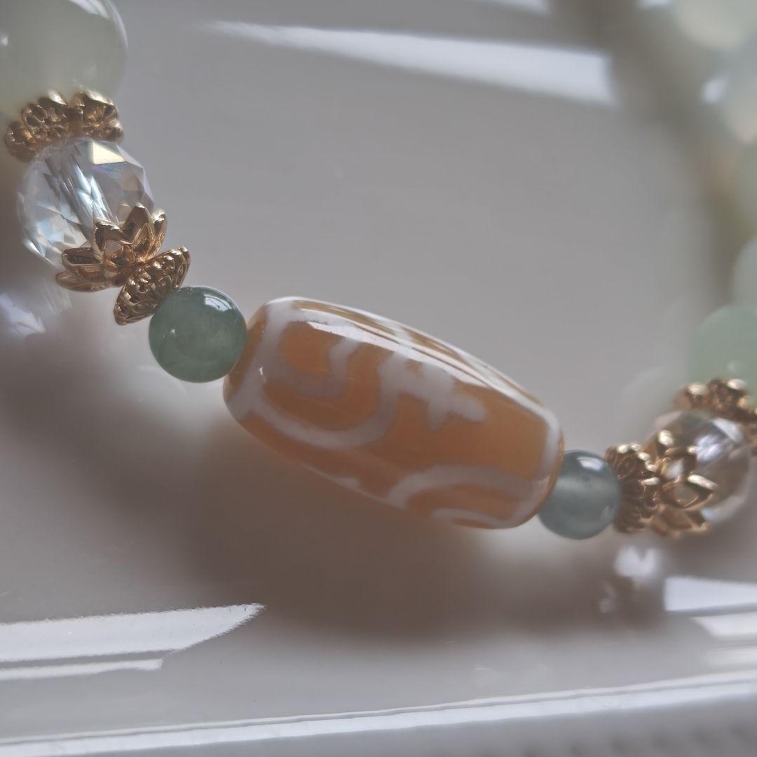 新作♡カフェオレ♡レア蓮花宝瓶天珠、グリーンオパール、グアテマラ産翡翠