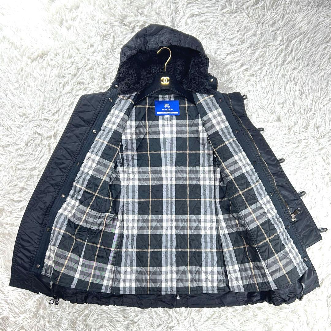 美品✨BURBERRY BLUE LABEL モッズコート　ノバチェック　M 黒