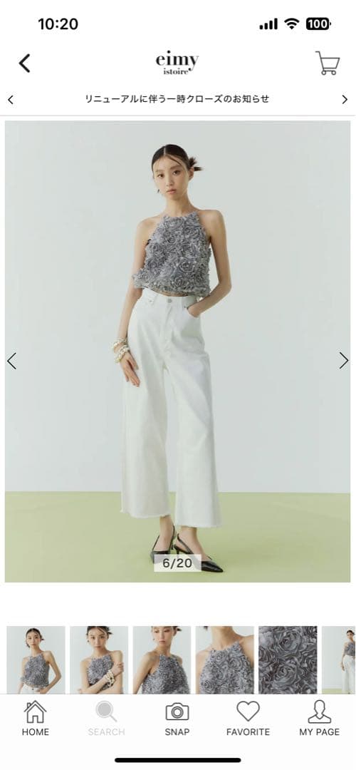 新品エイミーイストワールボリュームフラワーモチーフアメスリトップス