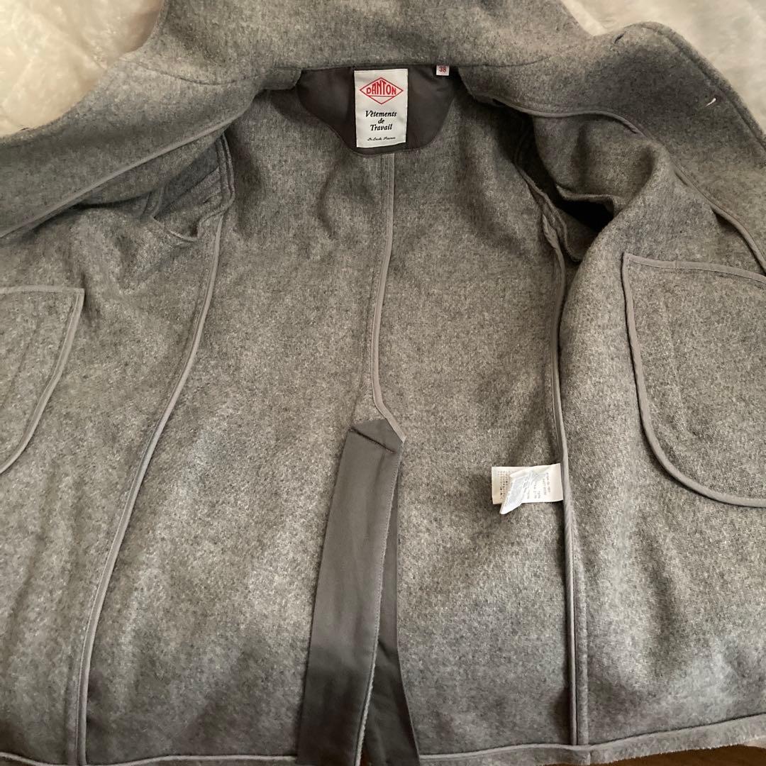 極美品　DANTON ウールモッサ・フーデイロングコート　グレー系　メンズ38