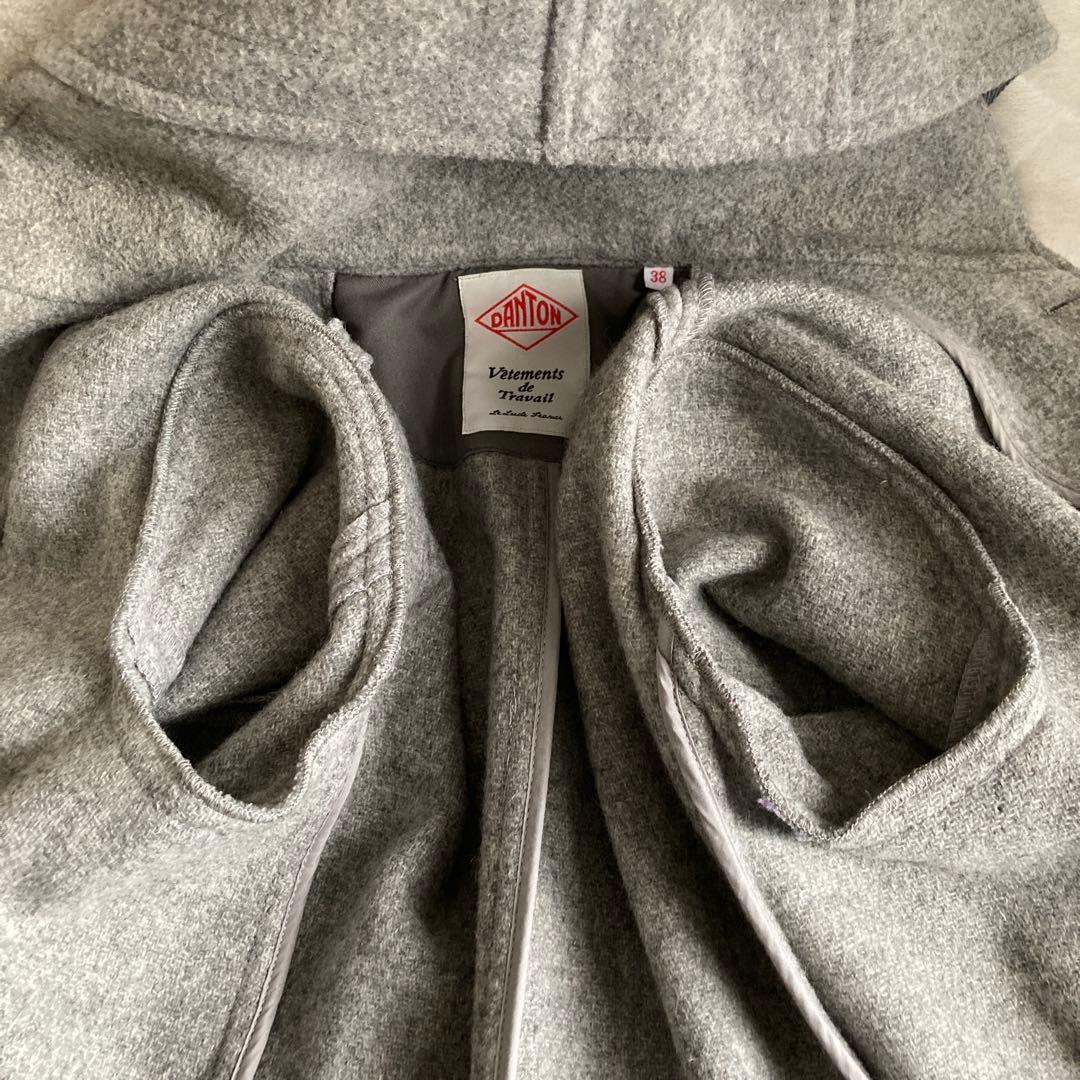 極美品　DANTON ウールモッサ・フーデイロングコート　グレー系　メンズ38