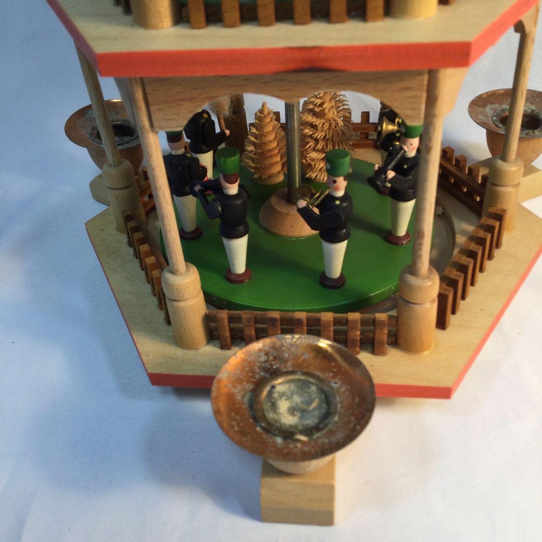 クリスマス　飾り　蝋燭3本　3段　回転　木製　ヴィンテージ　（2088）