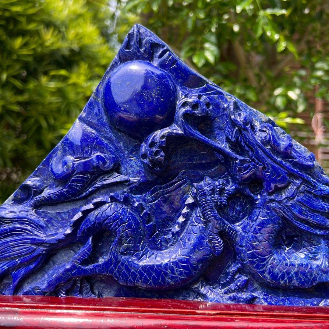 新年開運にも✨極上の逸品☆青龍✨ラピスラズリ 龍彫り 原石 天然石 置物 一点物